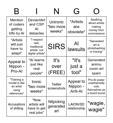 AI ART THREAD BINGO Card