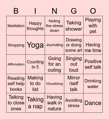 Managing stress Bingo Card