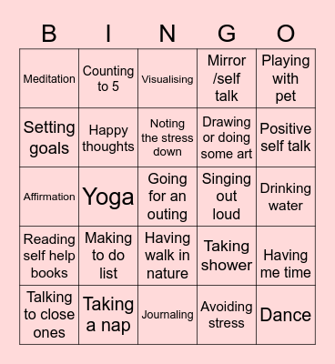 Managing stress Bingo Card