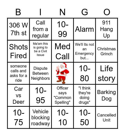 Christmas Dispatch Bingo Card