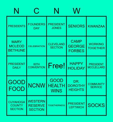 JOINT SECTION CHRISTMAS CELEBRATION Bingo Card