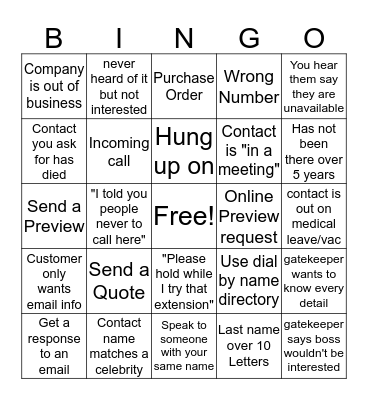 Grey House Bingo Card