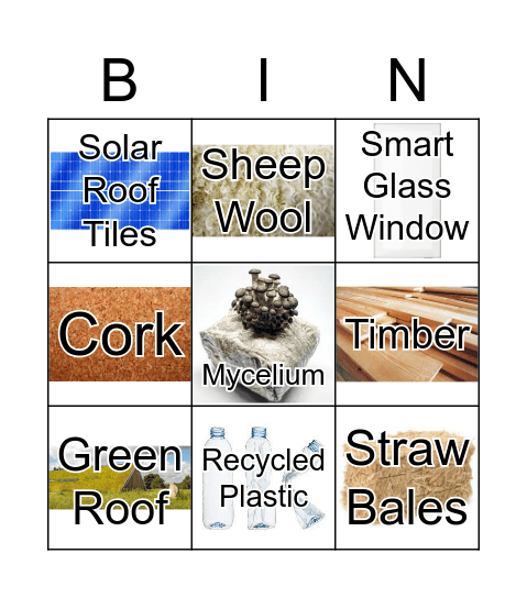 Sustainable Material Bingo Card