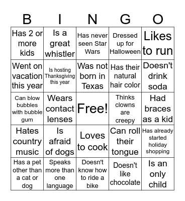 Camp Bowie Bingo! Bingo Card