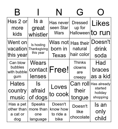 Camp Bowie Bingo! Bingo Card