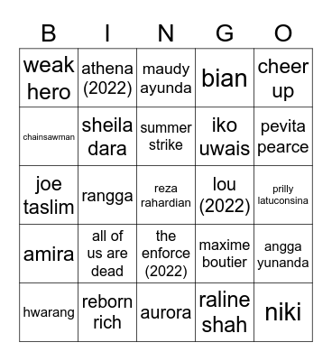 bingo netfreaks Bingo Card