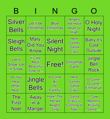 Christmas Songs Bingo Card