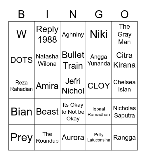 Jev Bingo Card