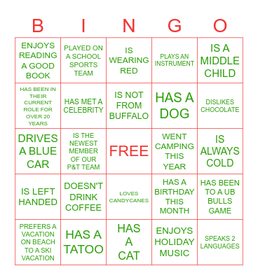 FIND SOMEBODY WHO... Bingo Card