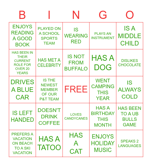 FIND SOMEBODY WHO... Bingo Card