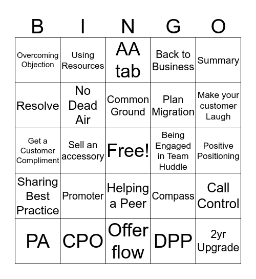 Team Kelley Always ON BINGO! Bingo Card