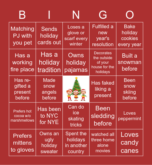 Virtual Holiday Bingo Card