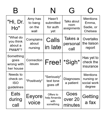 Touch Call Bingo Card