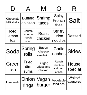 Food bingo Card