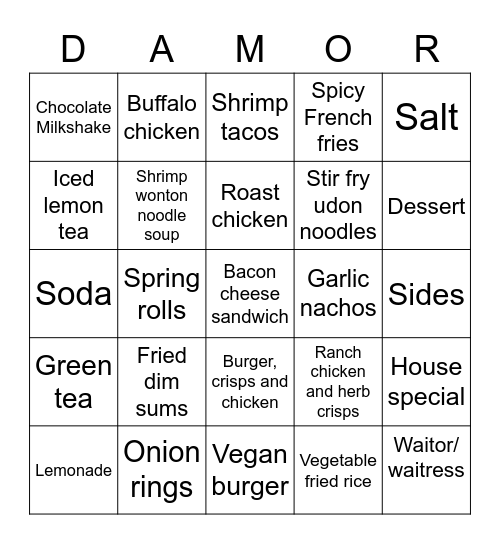 Food bingo Card