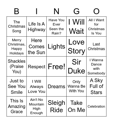 FHC Staff Christmas Party Bingo Card