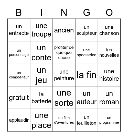 Unit 15 Bingo Card