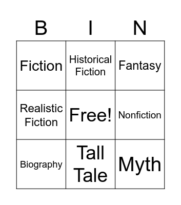 Genres Bingo Card