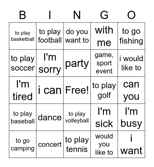 concert Untitled Bingo Card