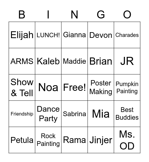 Best Buddies Bingo! Bingo Card