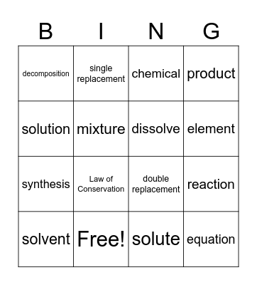 Physical Science Bingo Card