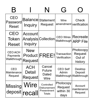 TMCS Call BINGO Card