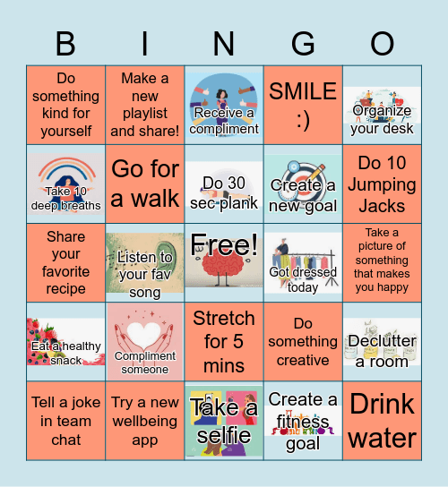 Wellbeing Bingo Card
