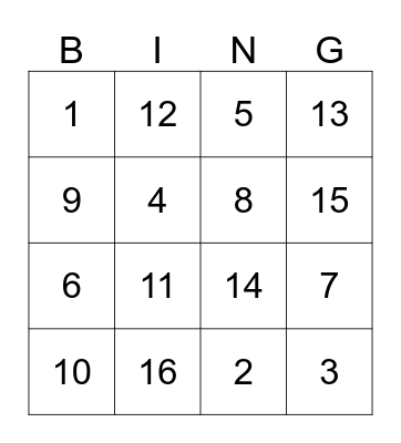 Math Facts Bingo Card