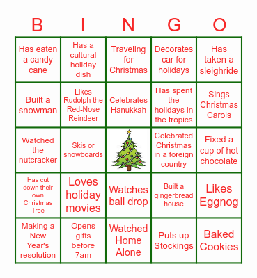 Holiday Bingo Card