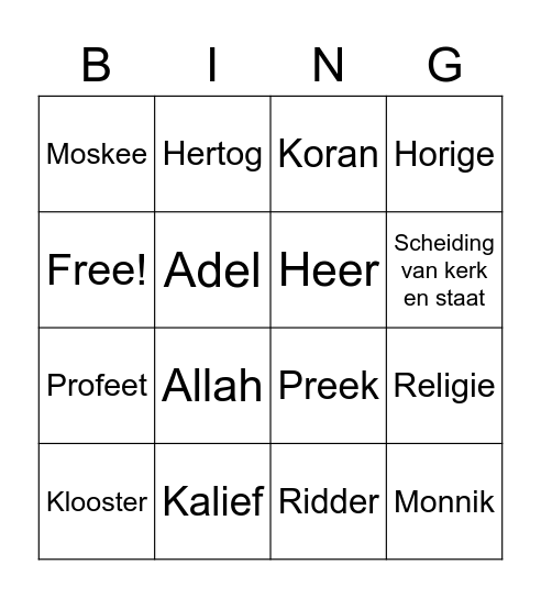 Hoofdstuk 3 Bingo Card