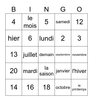 Quincy Bien-Aime Bingo Card