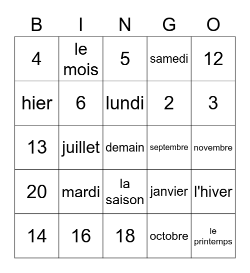 Quincy Bien-Aime Bingo Card