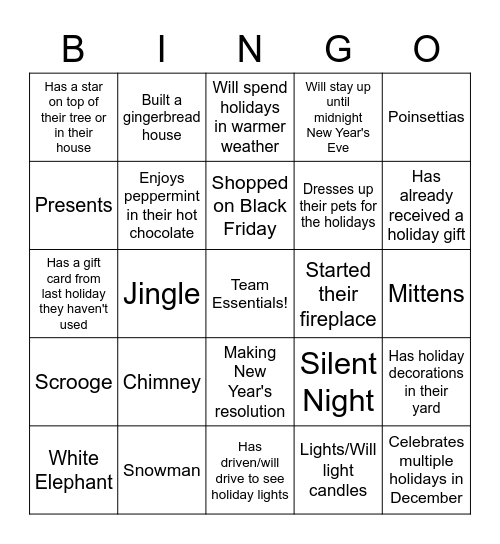 Q4 Team Essentials All Team Meeting Bingo Card