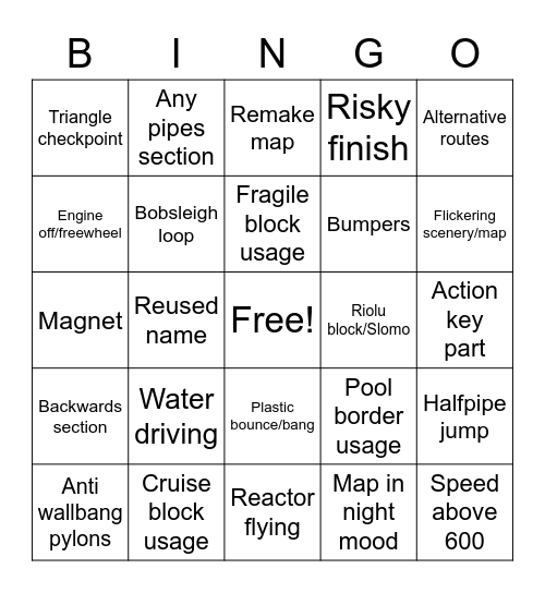 TMGL Mappack Discovery Bingo Card