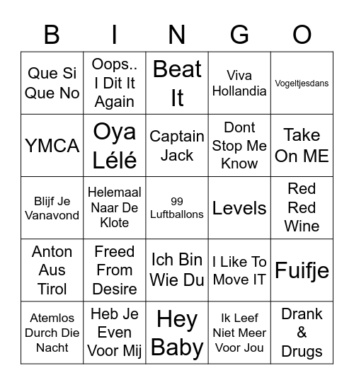 FOUTE MUZIEKBINGO Card