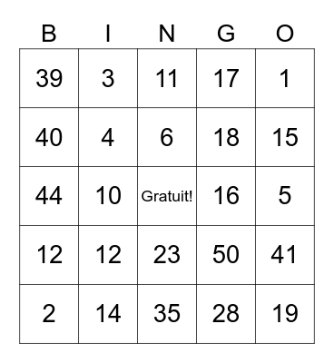 Winter Deller Bingo Card