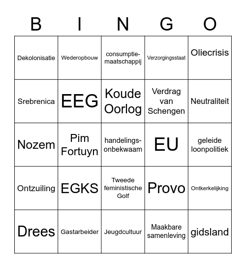 havo 5 - HC Nederland Bingo Card