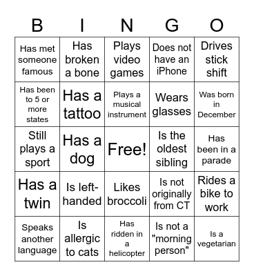 DAY/YVN Winter Social 2022 Bingo Card