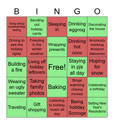 How are you spending the holidays? Bingo Card