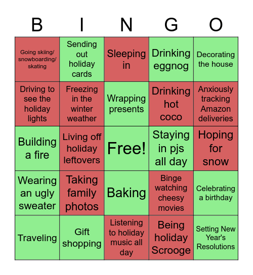 How are you spending the holidays? Bingo Card