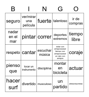 Pasatiempos Bingo Card