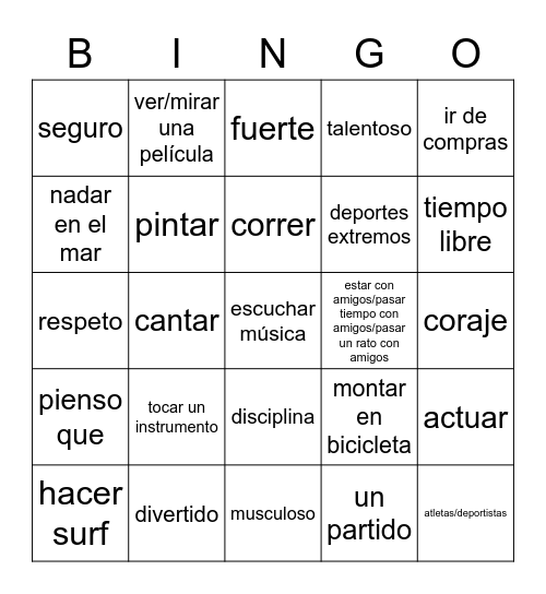 Pasatiempos Bingo Card