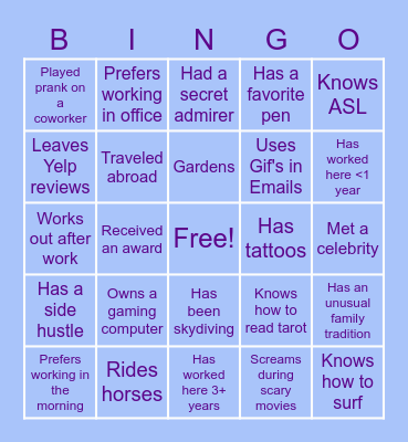 Icebreaker Bingo Card