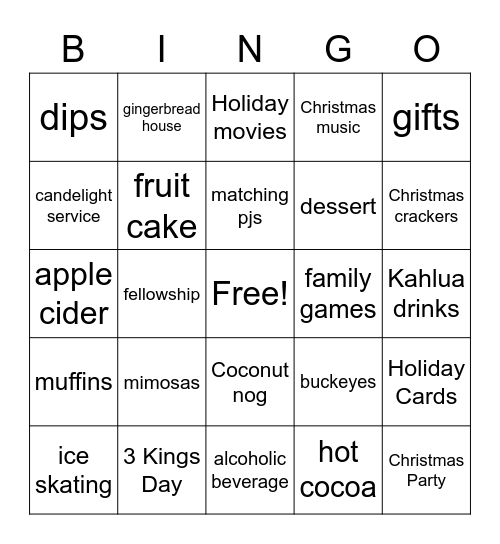 Reed team Winter Bingo Card