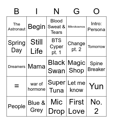 @rahhhrmy Bingo Card