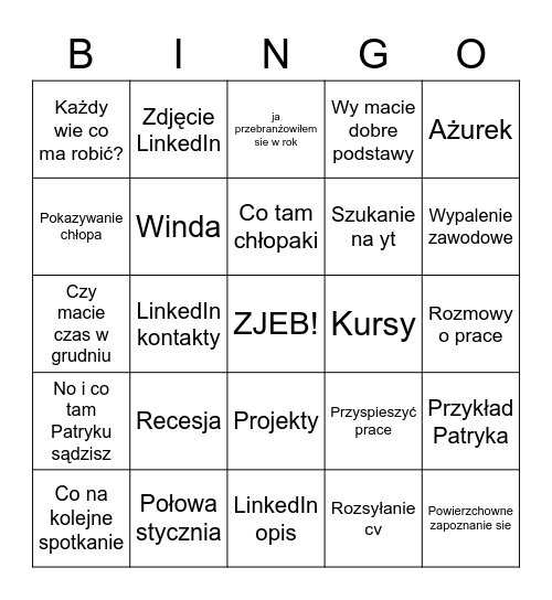 Pawełek bingo Card