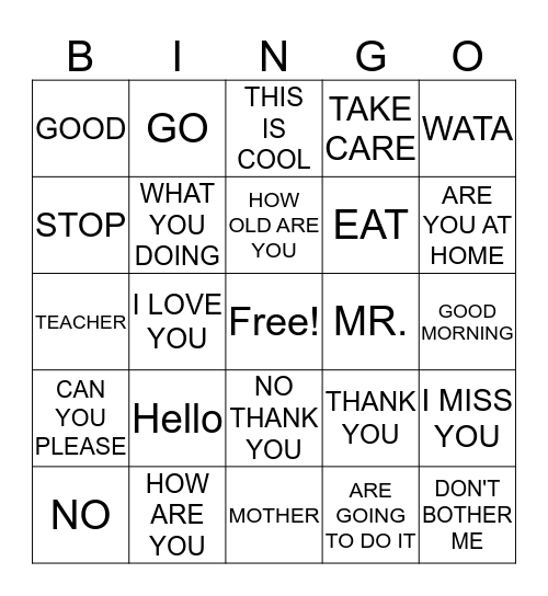 JAMAICAN Bingo Card