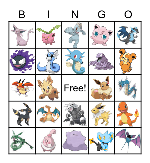 Pokemon Bingo Card