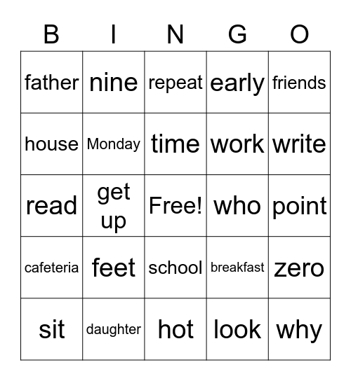 Flashcards! Bingo Card