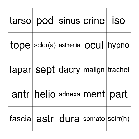Lesson 7 Bingo Card